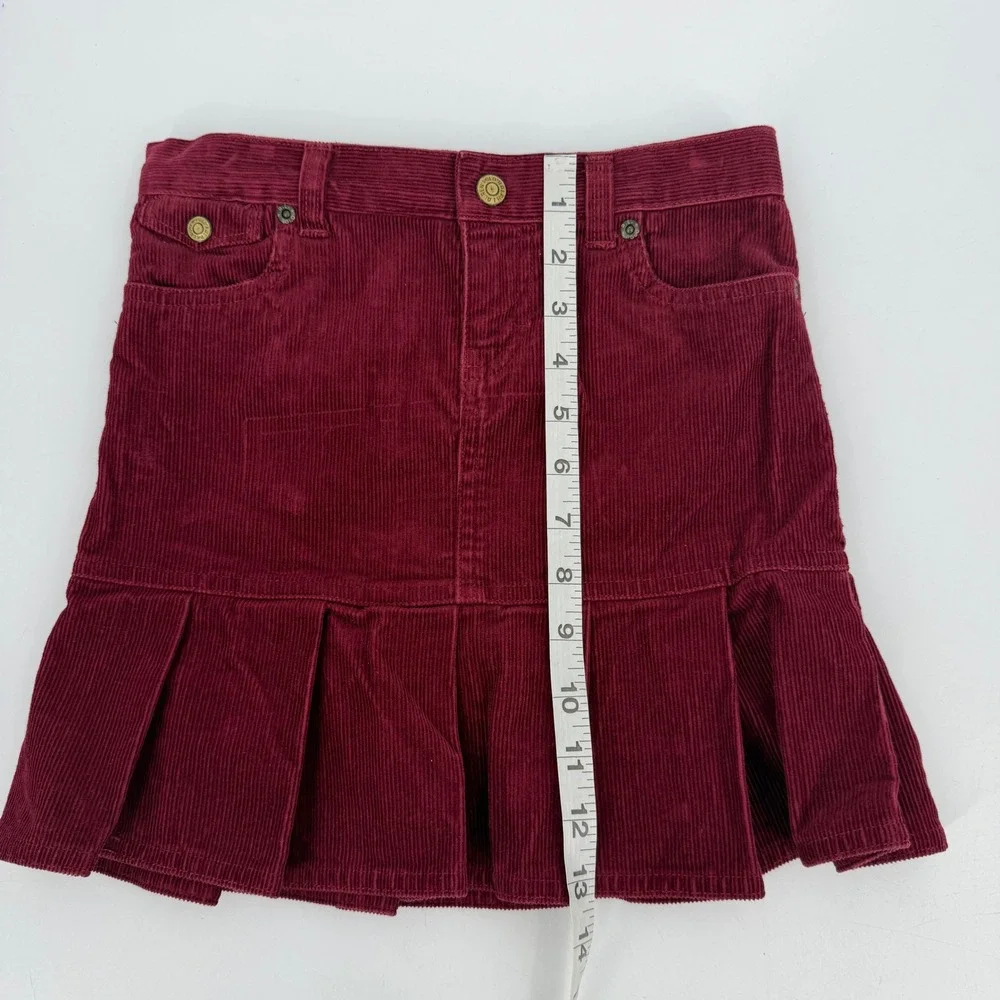 Ralph Lauren Girl's Burgundy Corduroy Pleated Skirt Preppy Sz 6X‎